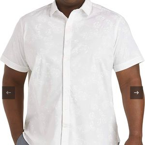 DXL Twenty-Eight Degrees Big and Tall Floral Sport Shirt, White 3XL